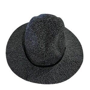 Tahari Hat Panama Womens Black White Packable Brim One Size NWT MSRP $38